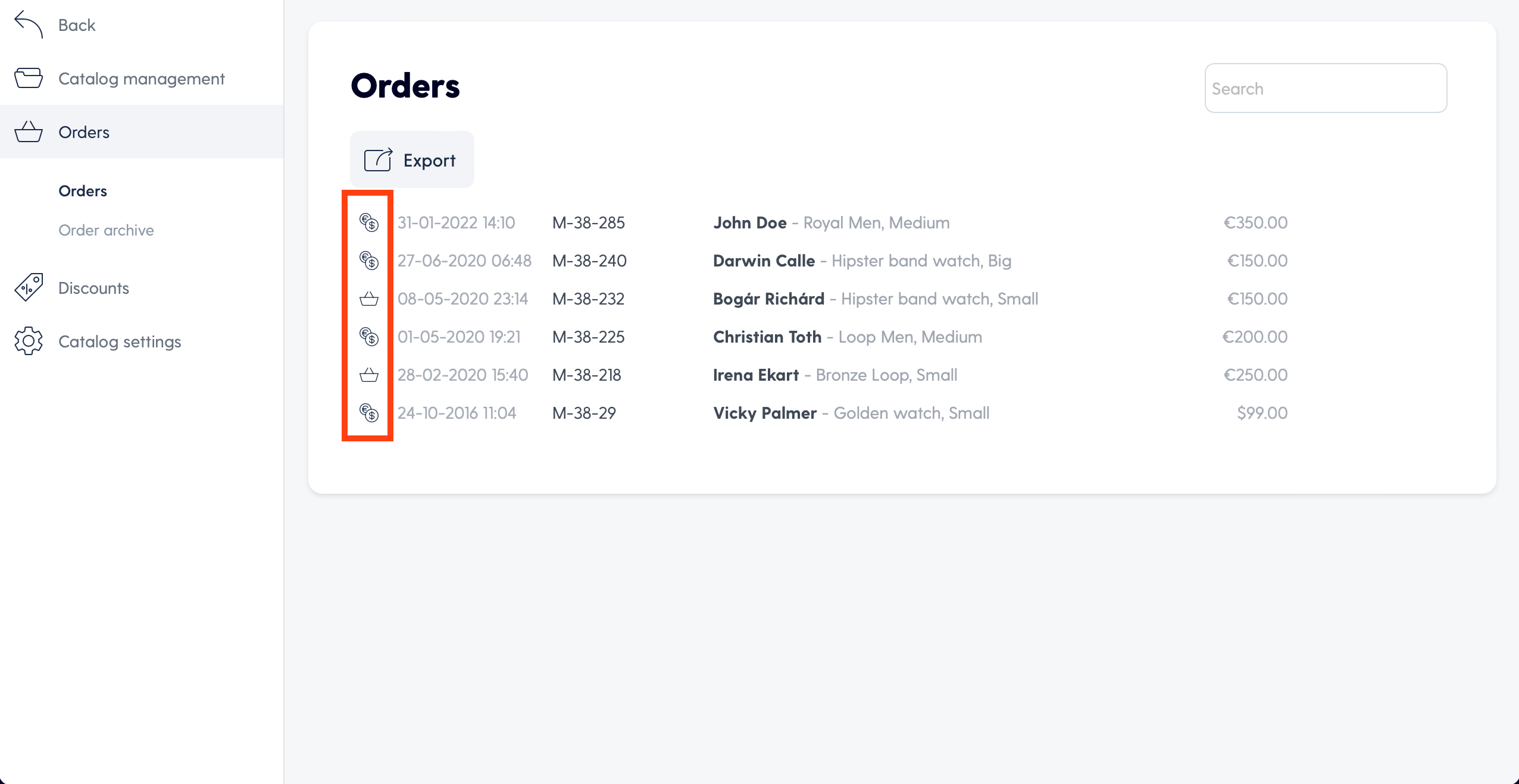 Reviewing orders