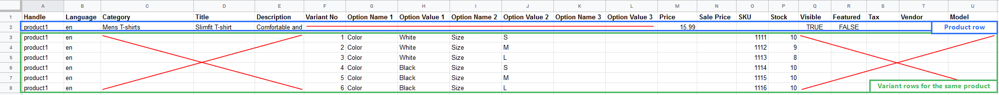 Variant import preview
